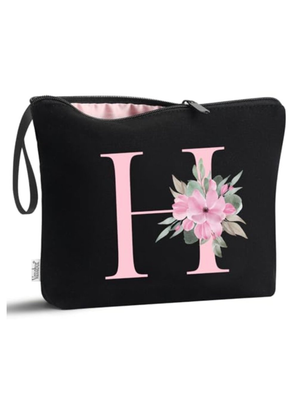 Personalized Canvas Cosmetics Bag Monogram Letter H Bride Bridesmaid Gift